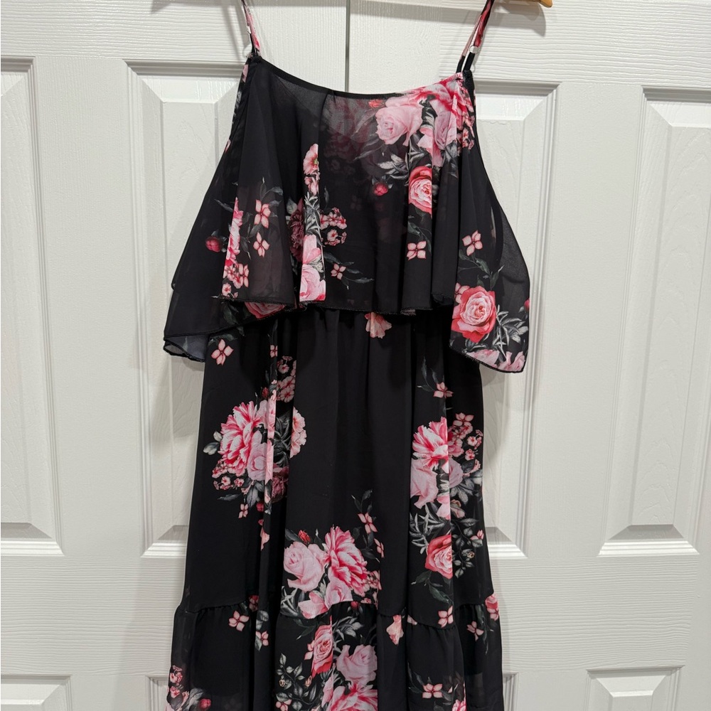 Floral Black and Pink Women's Dress